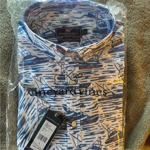 NWT! Vineyard Vines Sportfish Boat Print Classic Fit Murray Shirt Men's Size L